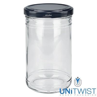 Bild 1053ml Sturzglas mit BioSeal Deckel schwarz UNiTWIST