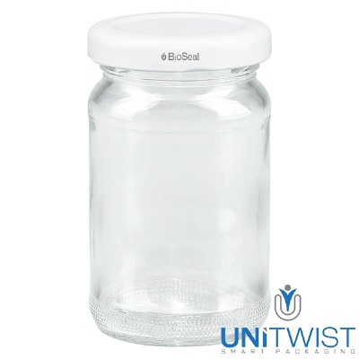 Bild 110ml Rundglas mit BioSeal Deckel weiss UNiTWIST