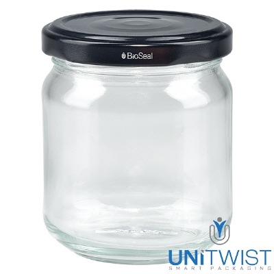 Bild 212ml Rundglas mit BioSeal Deckel schwarz UNiTWIST