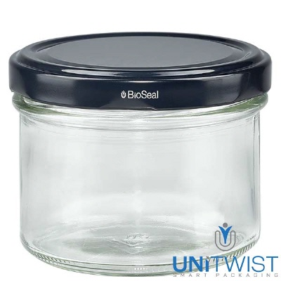 Bild 225ml Sturzglas mit BioSeal Deckel schwarz UNiTWIST