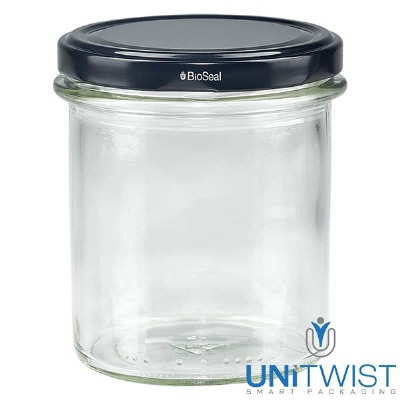 Bild 350ml Sturzglas mit BioSeal Deckel schwarz UNiTWIST